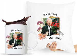 Zestaw Poduszka + Kubek Pis Jarosław Kaczyński