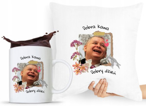 Zestaw Poduszka + Kubek Pis Jarosław Kaczyński
