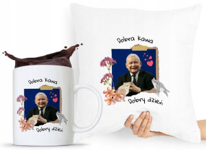 Zestaw Poduszka + Kubek Pis Jarosław Kaczyński