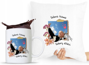 Zestaw Poduszka + Kubek Pis Jarosław Kaczyński