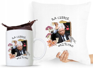 Zestaw Poduszka + Kubek Pis Jarosław Kaczyński