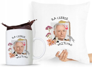 Zestaw Poduszka + Kubek Pis Jarosław Kaczyński