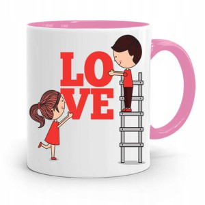 Kubek Różowy Dzień Dziecka Prezent Love