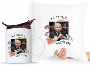 Zestaw Poduszka + Kubek Pis Jarosław Kaczyński