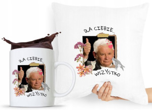 Zestaw Poduszka + Kubek Pis Jarosław Kaczyński
