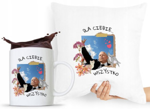 Zestaw Poduszka + Kubek Pis Jarosław Kaczyński