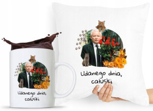 Zestaw Poduszka + Kubek Pis Jarosław Kaczyński