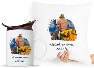 Zestaw Poduszka + Kubek Pis Jarosław Kaczyński