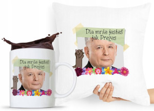 Zestaw Poduszka + Kubek Pis Jarosław Kaczyński