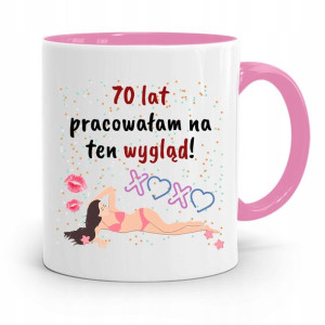Kubek Różowy Idealny Prezent Na Urodziny 70 70te