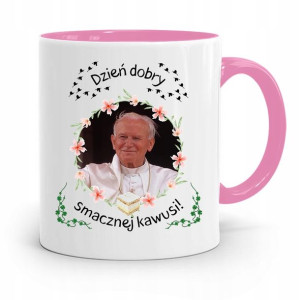Kubek Różowy Jan Paweł Ii Papież Dzień Dobry