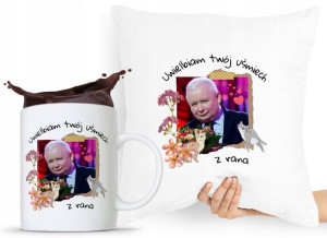 Zestaw Poduszka + Kubek Pis Jarosław Kaczyński
