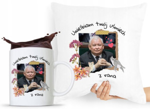Zestaw Poduszka + Kubek Pis Jarosław Kaczyński