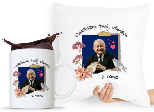 Zestaw Poduszka + Kubek Pis Jarosław Kaczyński