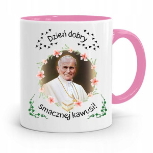 Kubek Różowy Jan Paweł Ii Papież Dzień Dobry