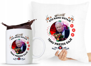 Zestaw Poduszka + Kubek Pis Jarosław Kaczyński