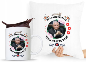 Zestaw Poduszka + Kubek Pis Jarosław Kaczyński