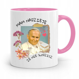 Kubek Różowy Jan Paweł Ii Papież Mam Nadzieję