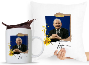 Zestaw Poduszka + Kubek Pis Jarosław Kaczyński