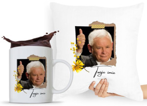 Zestaw Poduszka + Kubek Pis Jarosław Kaczyński