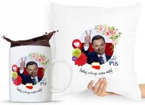 Zestaw Poduszka + Kubek Prezent Andrzej Duda Pis
