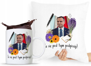 Zestaw Poduszka + Kubek Prezent Andrzej Duda Pis