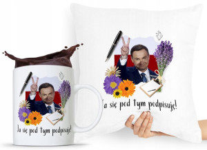 Zestaw Poduszka + Kubek Prezent Andrzej Duda Pis