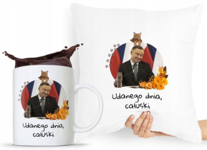 Zestaw Poduszka + Kubek Prezent Andrzej Duda Pis