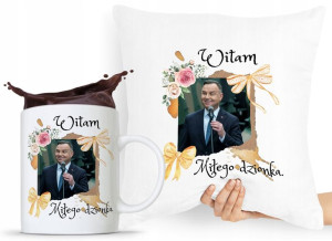 Zestaw Poduszka + Kubek Prezent Andrzej Duda Pis
