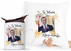 Zestaw Poduszka + Kubek Prezent Andrzej Duda Pis