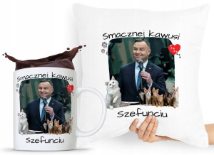 Zestaw Poduszka + Kubek Prezent Andrzej Duda Pis