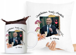 Zestaw Poduszka + Kubek Prezent Andrzej Duda Pis