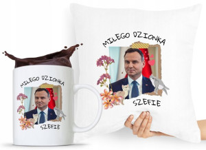 Zestaw Poduszka + Kubek Prezent Andrzej Duda Pis