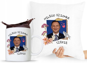 Zestaw Poduszka + Kubek Prezent Andrzej Duda Pis