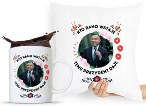 Zestaw Poduszka + Kubek Prezent Andrzej Duda Pis