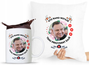 Zestaw Poduszka + Kubek Prezent Andrzej Duda Pis