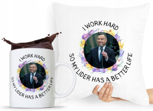 Zestaw Poduszka + Kubek Prezent Andrzej Duda Pis