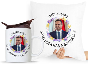 Zestaw Poduszka + Kubek Prezent Andrzej Duda Pis