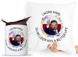 Zestaw Poduszka + Kubek Prezent Andrzej Duda Pis