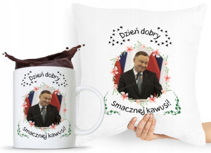 Zestaw Poduszka + Kubek Prezent Andrzej Duda Pis