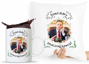 Zestaw Poduszka + Kubek Prezent Andrzej Duda Pis