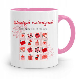 Kubek Różowy Na Walentynki Wesołych Walentynek
