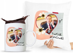 Zestaw Poduszka + Kubek Prezent Andrzej Duda Pis