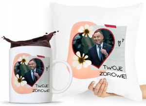 Zestaw Poduszka + Kubek Prezent Andrzej Duda Pis