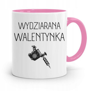 Kubek Różowy Na Walentynki Wydziarana Walentynka