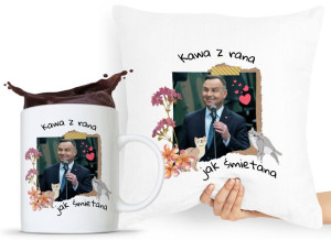 Zestaw Poduszka + Kubek Prezent Andrzej Duda Pis