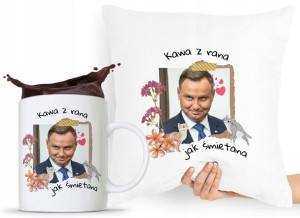 Zestaw Poduszka + Kubek Prezent Andrzej Duda Pis