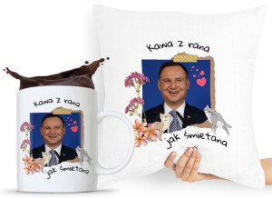 Zestaw Poduszka + Kubek Prezent Andrzej Duda Pis