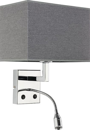Lampa Ścienna Kinkiet Led Nowodvorski Hotel Szary, Tkanina 9302