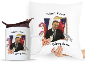 Zestaw Poduszka + Kubek Prezent Andrzej Duda Pis